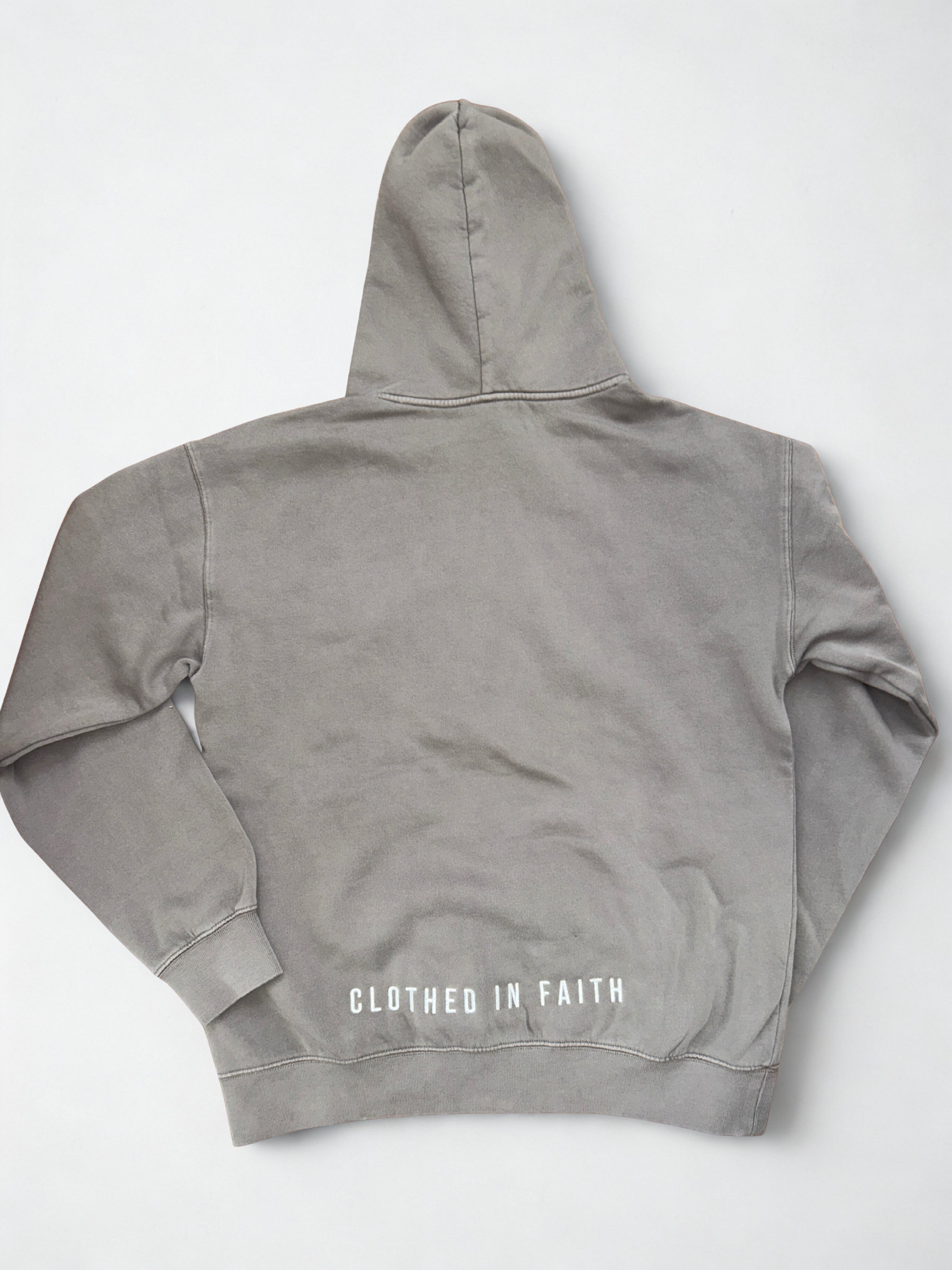 Abundant Life Hoodie Men's/Unisex - White/ Black Embroidered