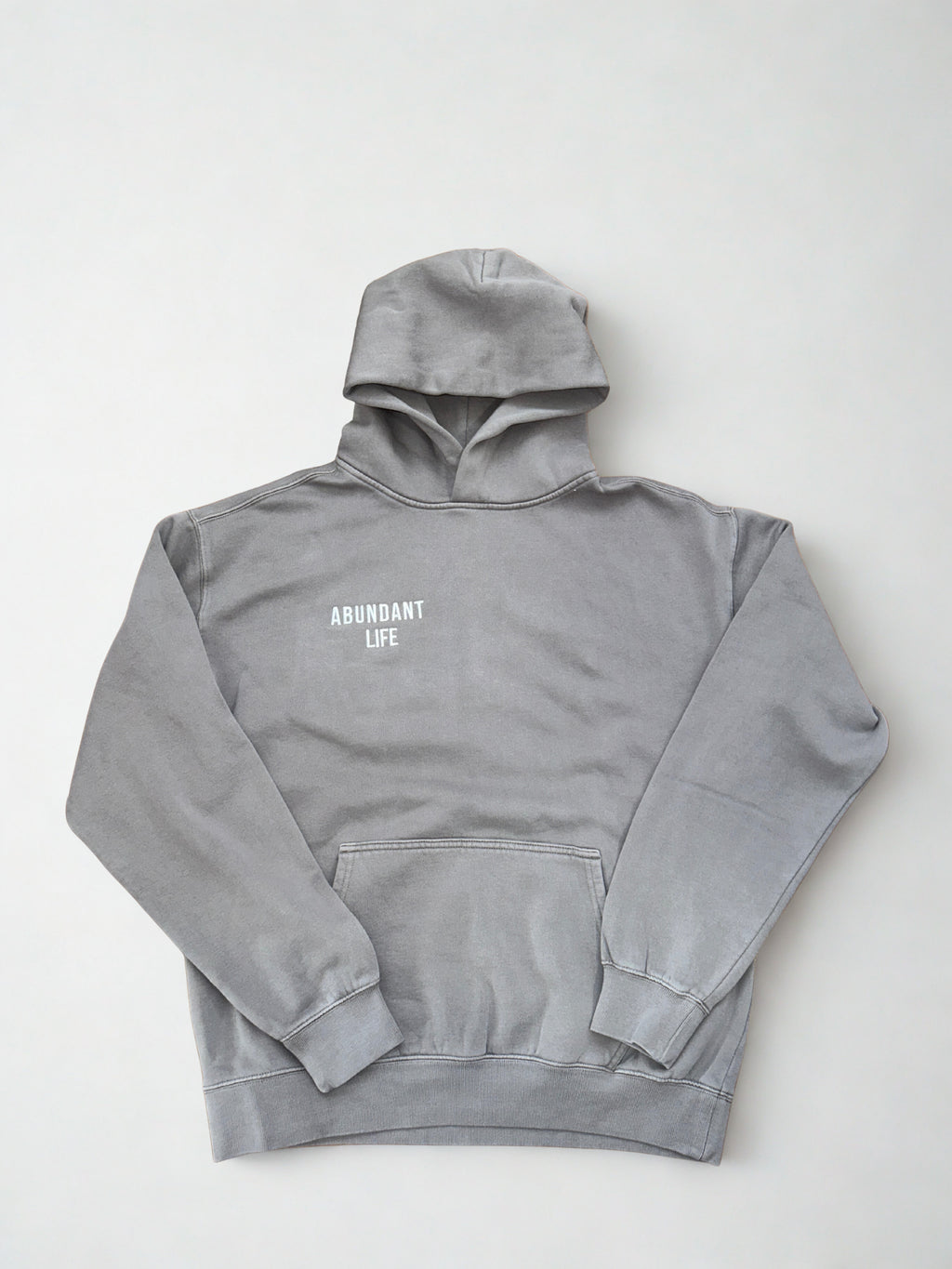 Abundant Life Hoodie Men's/Unisex - White/ Black Embroidered